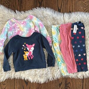 24M Toddler Girl 5 Crew Sweaters and Leggings Bundle